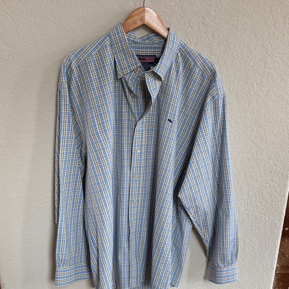 Vineyard Vines Whale Plaid Button Down  Checkered Shirt Size XL